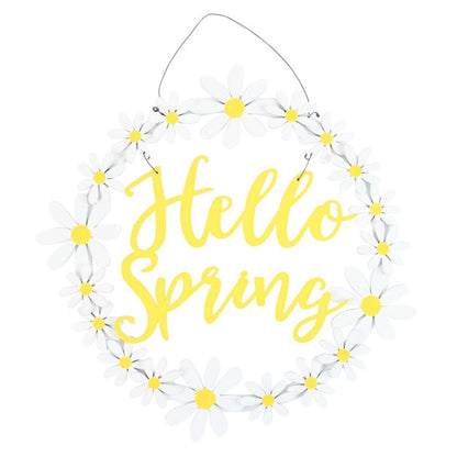 Hello Spring Hanging Daisy Wreath Decoration - ScentiMelti  Hello Spring Hanging Daisy Wreath Decoration