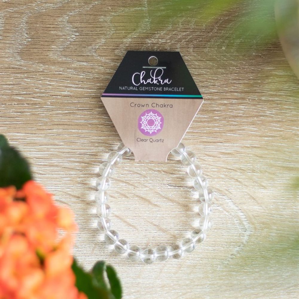 Crown Chakra Clear Quartz Gemstone Bracelet - ScentiMelti  Crown Chakra Clear Quartz Gemstone Bracelet