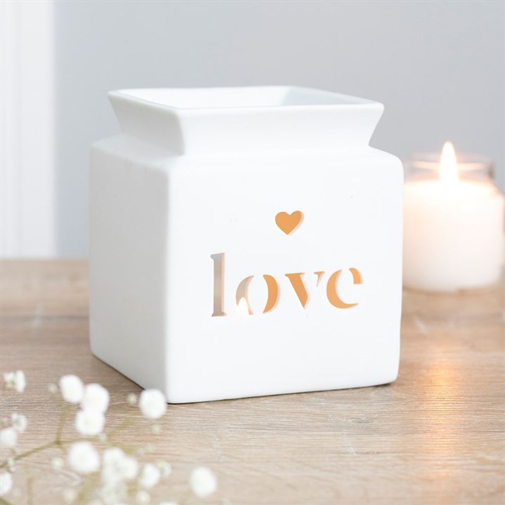 White Love Cut Out Oil Burner - ScentiMelti  White Love Cut Out Oil Burner