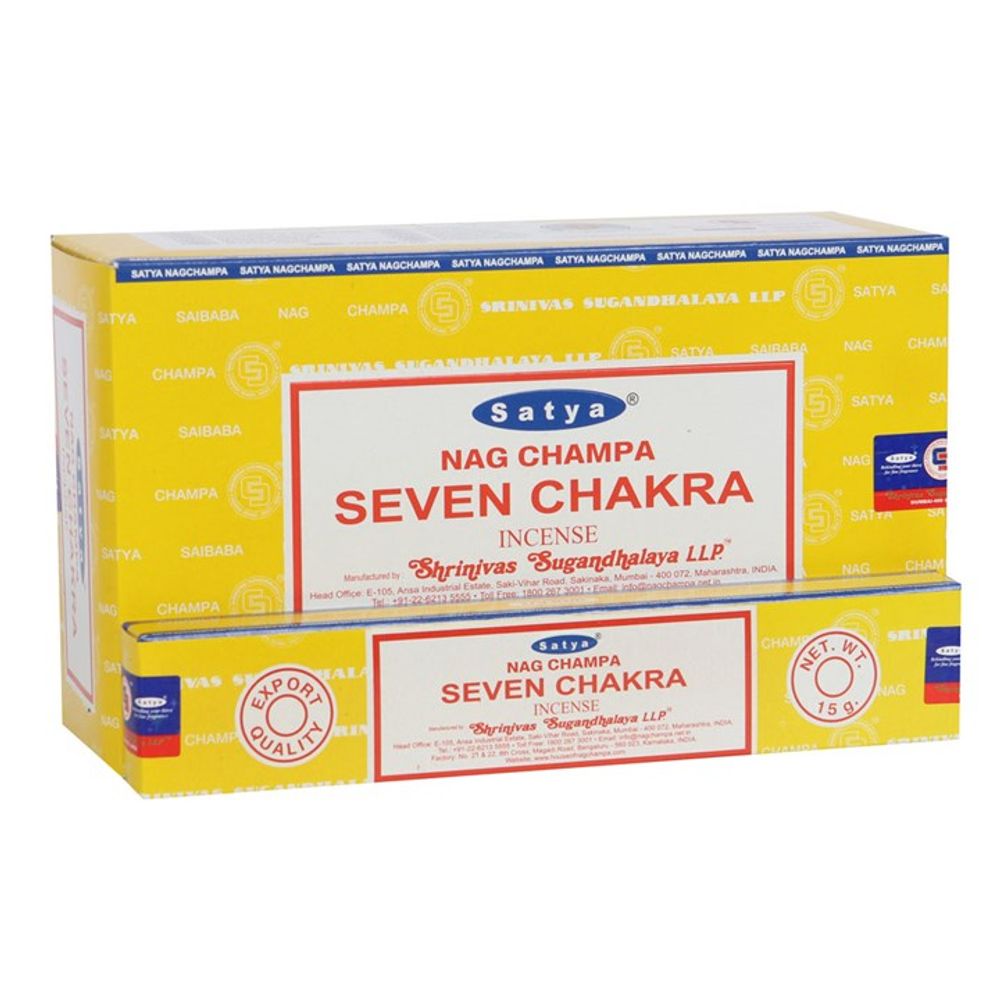 Set of 12 Packets of Seven Chakra Incense Sticks by Satya - ScentiMelti  Set of 12 Packets of Seven Chakra Incense Sticks by Satya