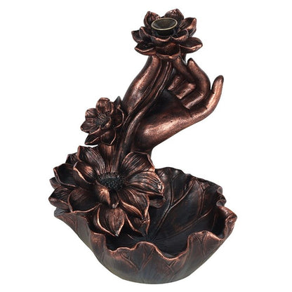 Bronze Effect Hand with Flower Backflow Incense Burner - ScentiMelti  Bronze Effect Hand with Flower Backflow Incense Burner