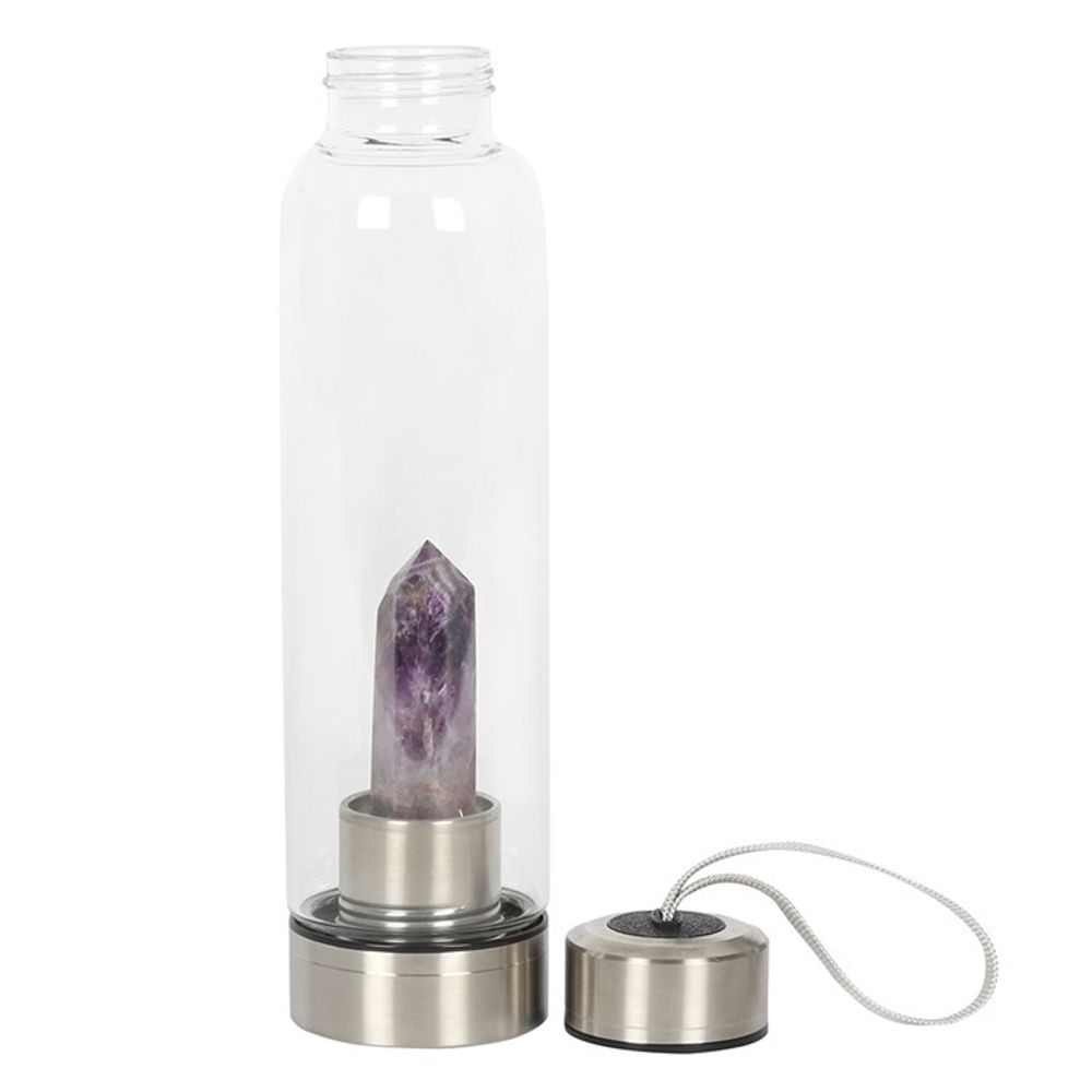 Amethyst Calming Glass Water Bottle - ScentiMelti  Amethyst Calming Glass Water Bottle