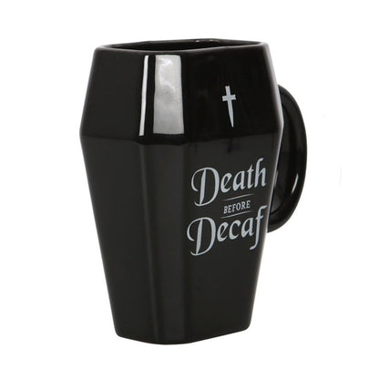 Death Before Decaf Coffin Mug - ScentiMelti  Death Before Decaf Coffin Mug