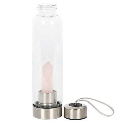 Rose Quartz Purifying Glass Water Bottle - ScentiMelti  Rose Quartz Purifying Glass Water Bottle