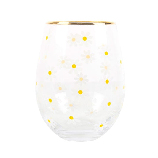 All Over Daisy Print Stemless Wine Glass - ScentiMelti  All Over Daisy Print Stemless Wine Glass