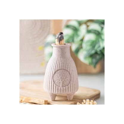 Greige Ribbed Palo Santo Burner - ScentiMelti Home Fragrance, Beauty & Gifts UK