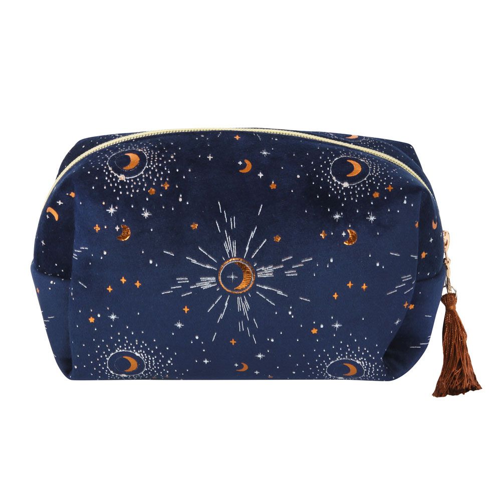 Blue Crescent Moon Tasseled Makeup Bag - ScentiMelti Home Fragrance, Beauty & Gifts UK