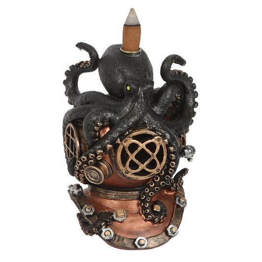 Kraken on Diver's Helmet Backflow Incense Burner - ScentiMelti Home Fragrance, Beauty & Gifts UK