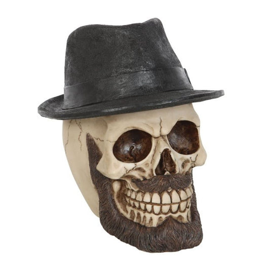 Skull Ornament with Trilby Hat - ScentiMelti  Skull Ornament with Trilby Hat