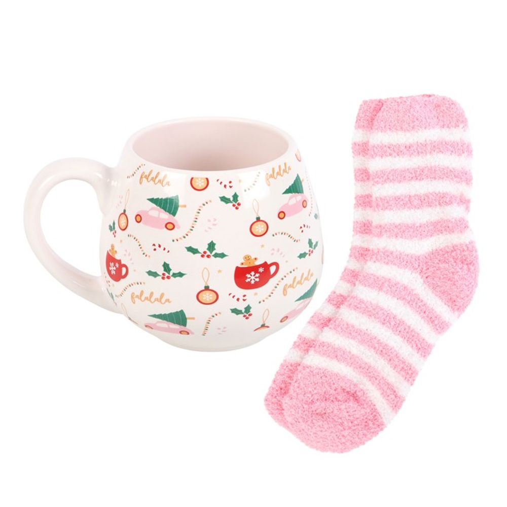 Sugarplum Fun Christmas Print Mug and Socks Set - ScentiMelti Home Fragrance, Beauty & Gifts UK