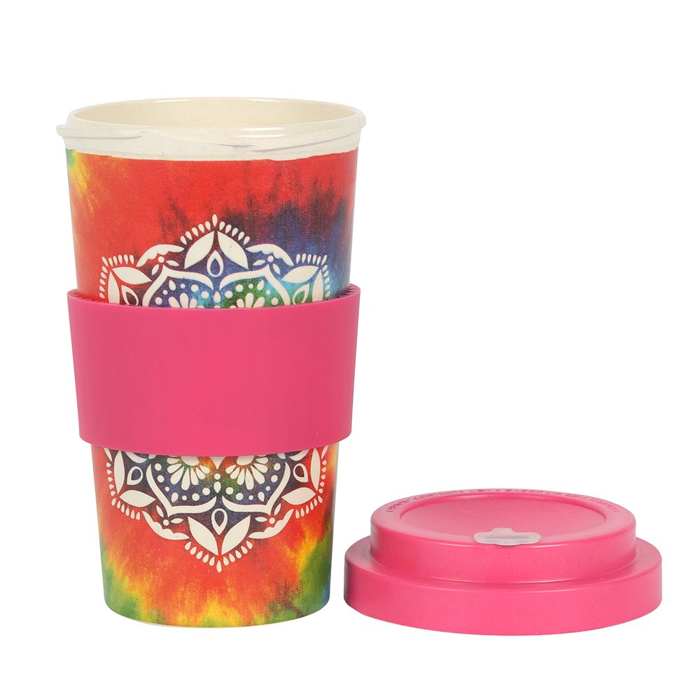 Tie Dye Mandala Bamboo Eco Travel Mug - ScentiMelti Home Fragrance, Beauty & Gifts UK