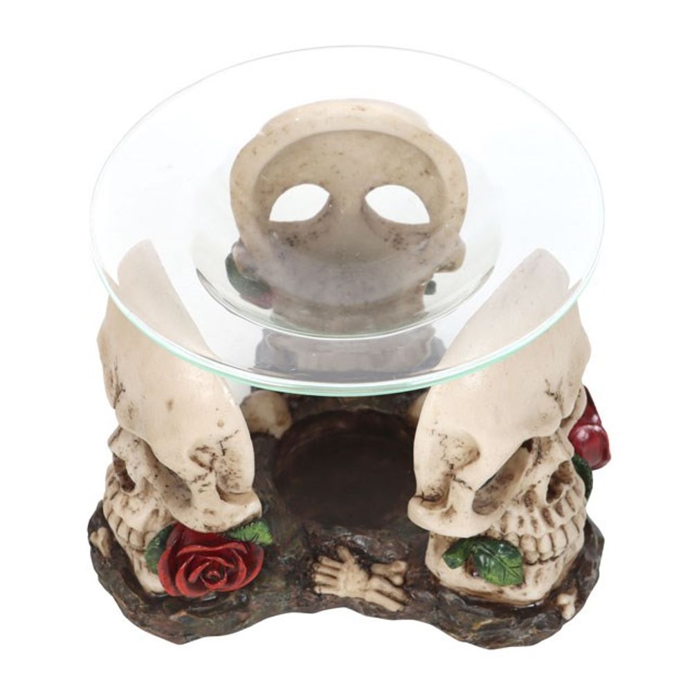 Resin and Glass Skull Rose Oil Burner - ScentiMelti  Resin and Glass Skull Rose Oil Burner