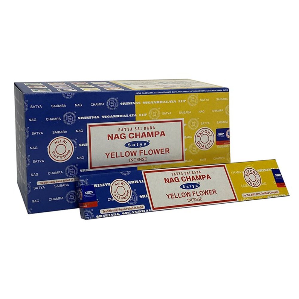 Set of 12 Packets of Combo Satya Incense - Nag Champa Yellow Flower - ScentiMelti  Set of 12 Packets of Combo Satya Incense - Nag Champa Yellow Flower