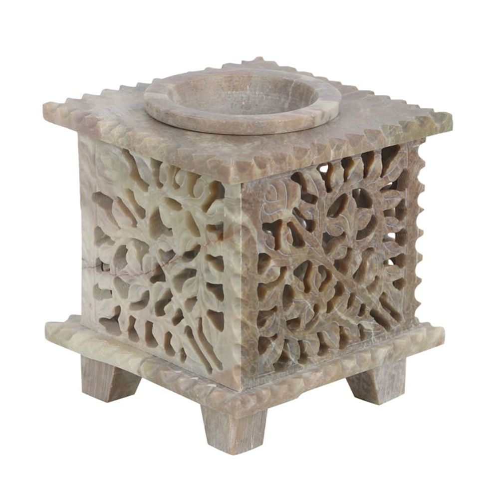 Carved Rose Soapstone Oil Burner - ScentiMelti  Carved Rose Soapstone Oil Burner