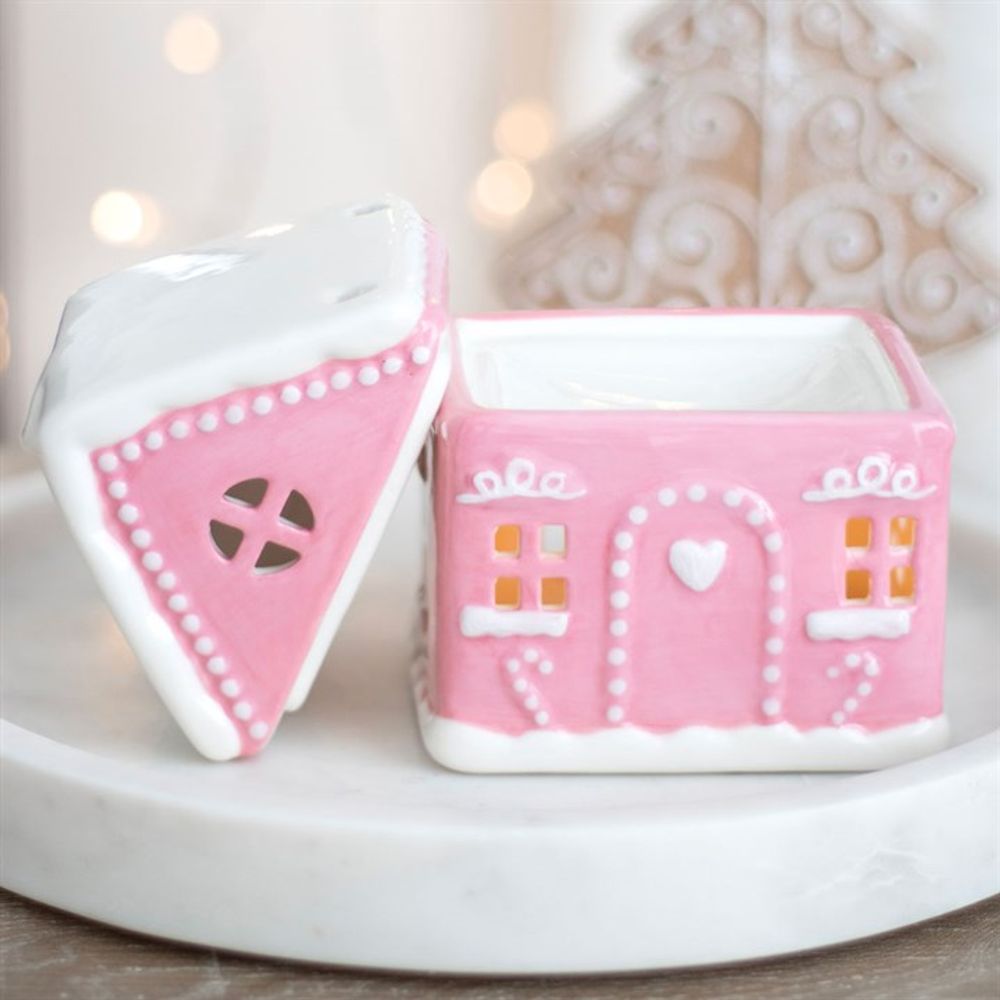 Pink Gingerbread House Oil Burner - ScentiMelti  Pink Gingerbread House Oil Burner