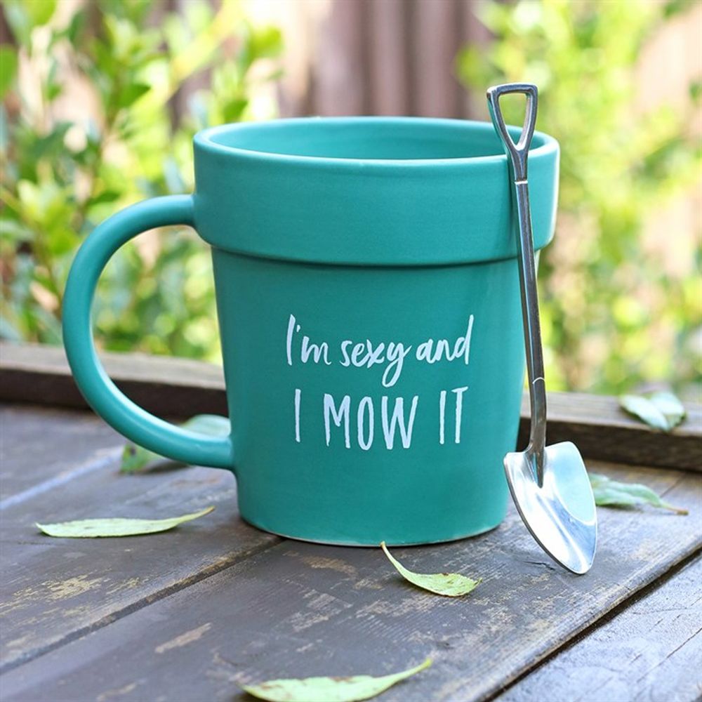 Sexy and I Mow It Pot Mug and Shovel Spoon - ScentiMelti  Sexy and I Mow It Pot Mug and Shovel Spoon