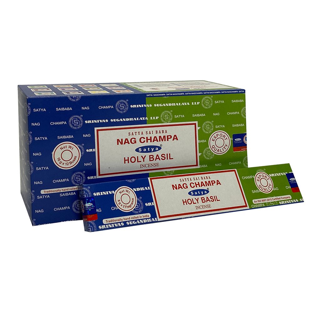 Set of 12 Packets of Combo Satya Incense - Nag Champa Holy Basil - ScentiMelti  Set of 12 Packets of Combo Satya Incense - Nag Champa Holy Basil