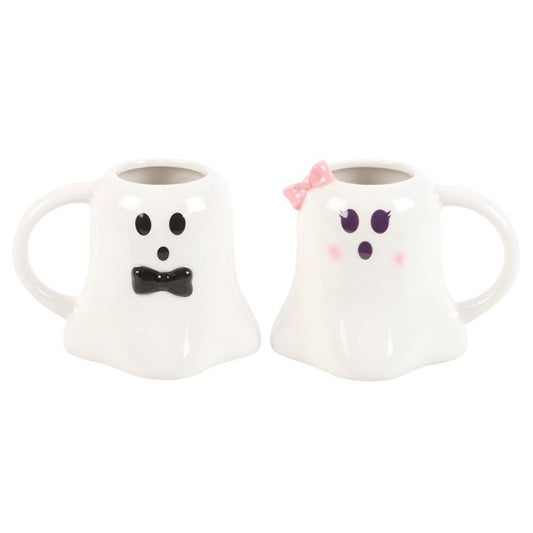 Mr and Mrs Boo Ghost Shaped Mug Set - ScentiMelti  Mr and Mrs Boo Ghost Shaped Mug Set