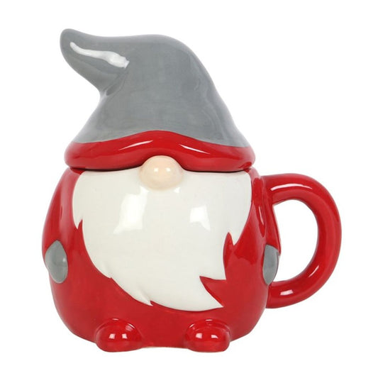 Red and Grey Gonk Lidded Mug - ScentiMelti  Red and Grey Gonk Lidded Mug