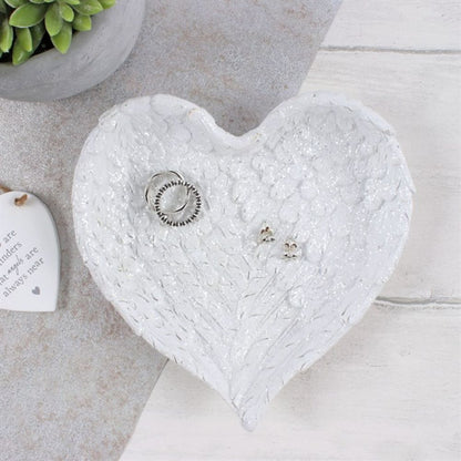 Glitter Heart Shaped Angel Wing Trinket Dish - ScentiMelti  Glitter Heart Shaped Angel Wing Trinket Dish