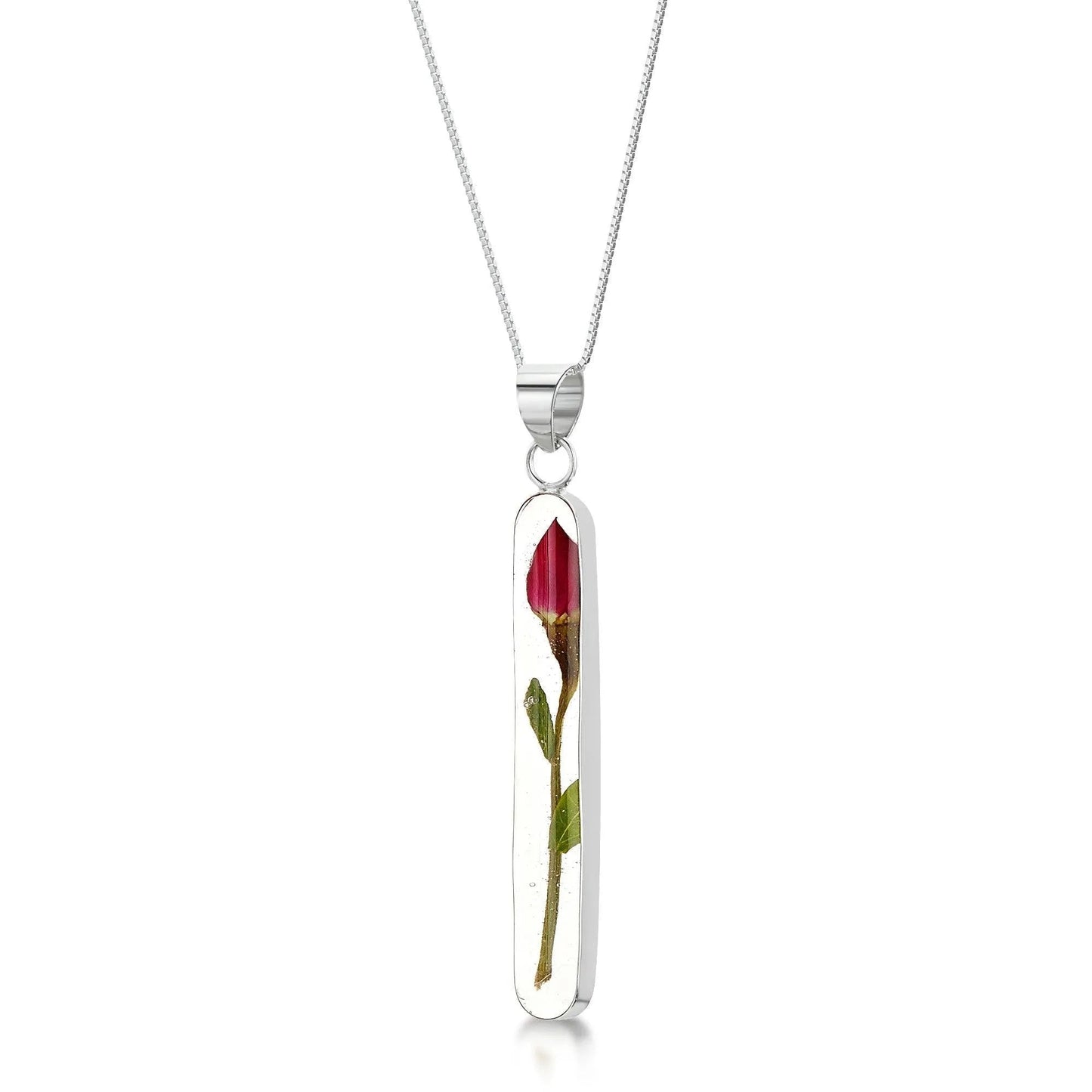 Valentines day gift - Miniature rose necklace by  Shrieking Violet® Sterling silver pendant with a real rose stem with giftbox. Valentine jewellery - ScentiMelti Home Fragrance, Beauty & Gifts UK