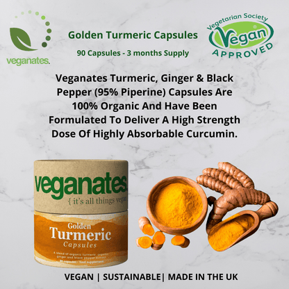 Organic Vegan Turmeric Curcumin & Ginger Supplement with Black Pepper in Plastic Free Biodegradable Tub - ScentiMelti  Organic Vegan Turmeric Curcumin & Ginger Supplement with Black Pepper in