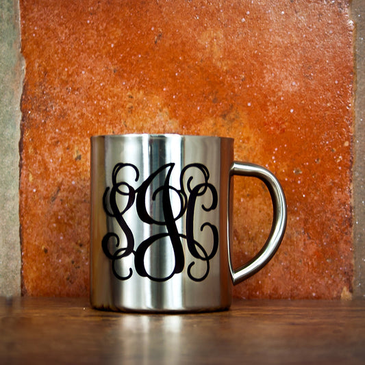 Vine Monogram Silver Outdoor Mug Gifts Finder ScentiMelti Wax Melts