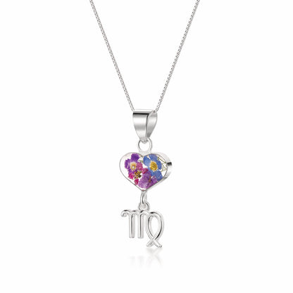 Virgo Necklace - Sterling silver pendant with real flowers & a zodiac charm.  More Options... - ScentiMelti Home Fragrance, Beauty & Gifts UK