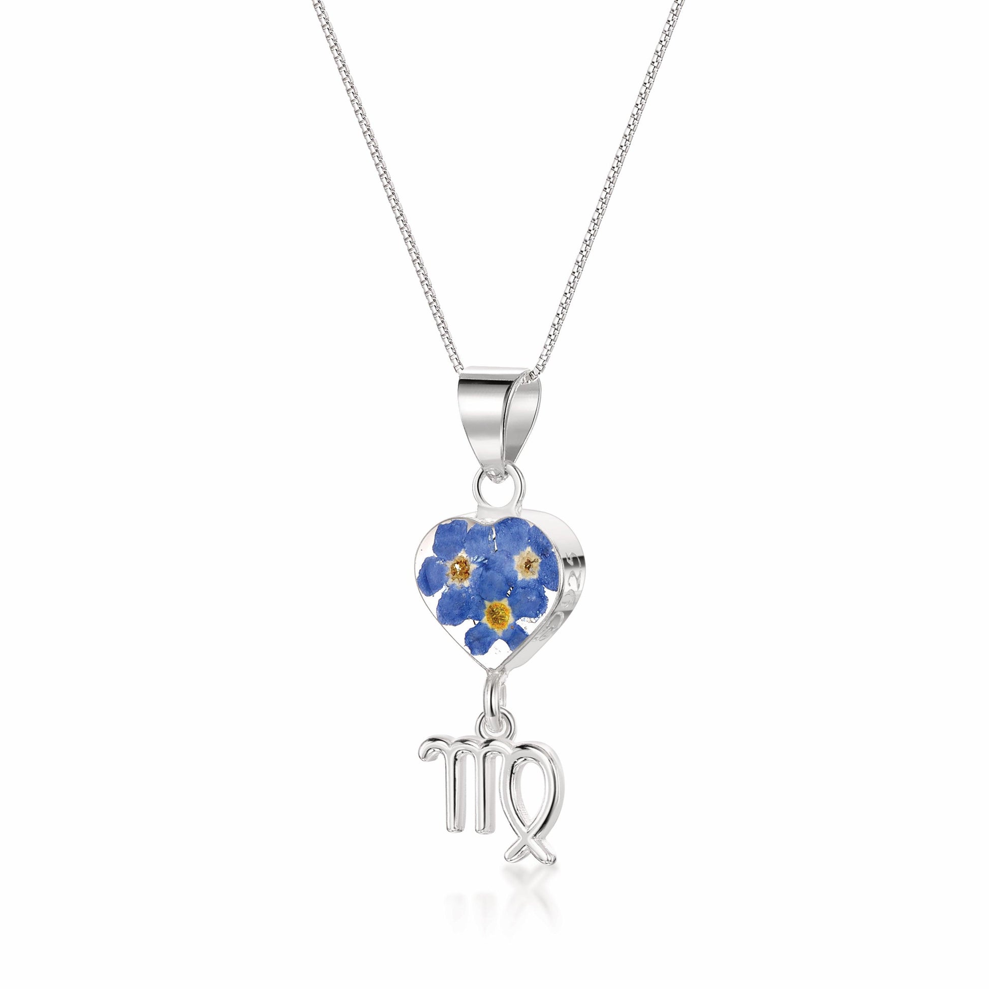 Virgo Necklace - Sterling silver pendant with real flowers & a zodiac charm.  More Options... - ScentiMelti Home Fragrance, Beauty & Gifts UK