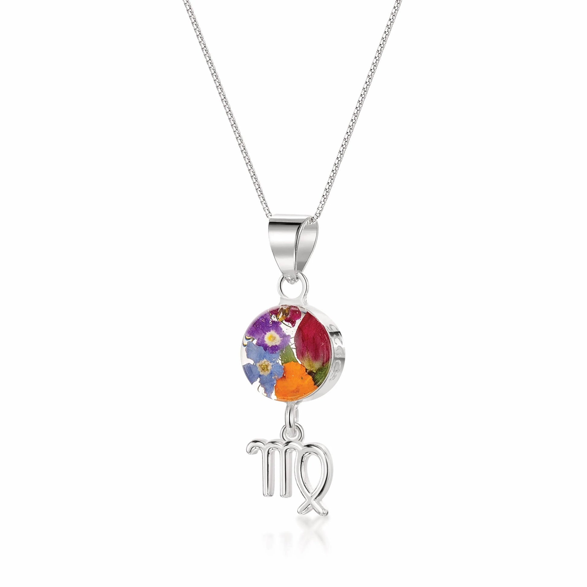 Virgo Necklace - Sterling silver pendant with real flowers & a zodiac charm.  More Options... - ScentiMelti Home Fragrance, Beauty & Gifts UK