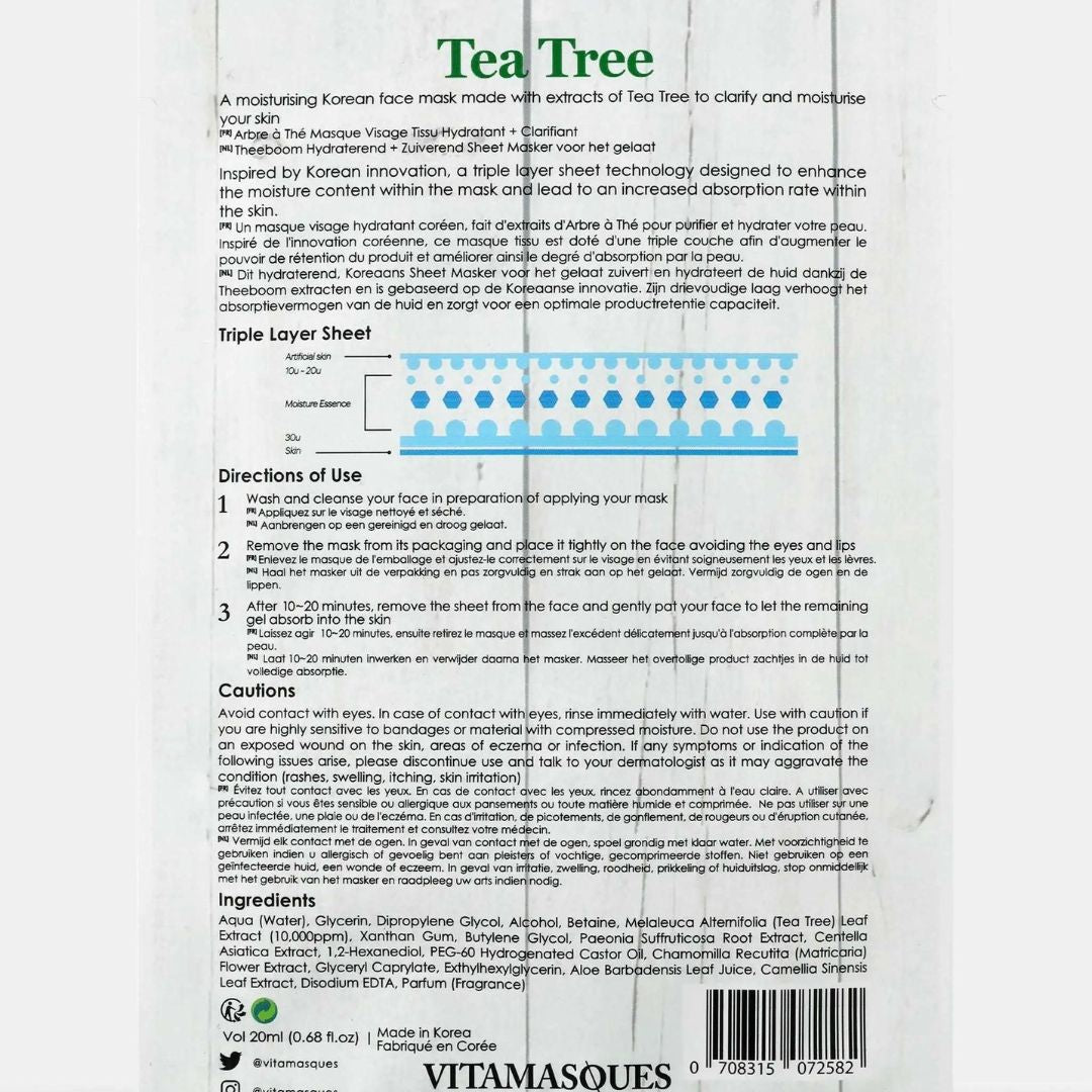 VITAMASQUES Tea Tree Sheet Face Mask Luna Rossi ScentiMelti Wax Melts