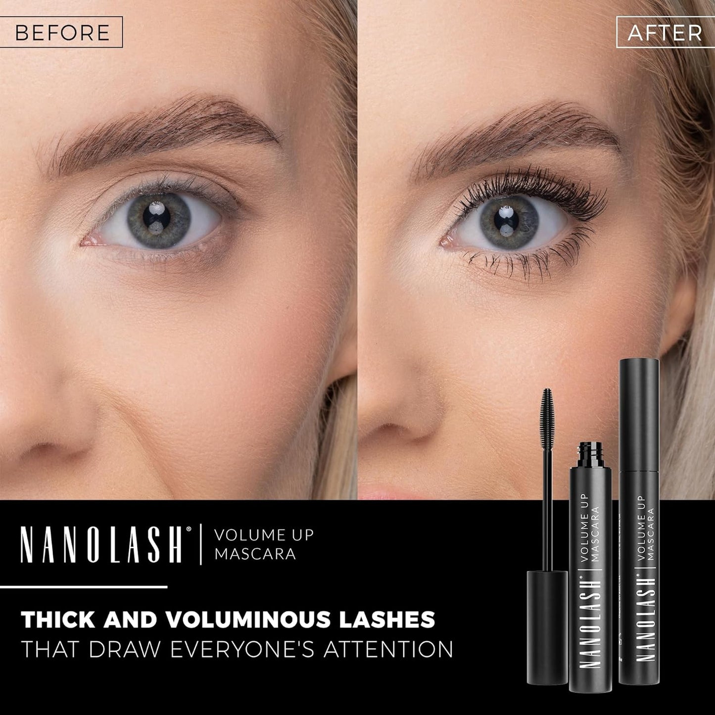 Nanolash Volume Up Mascara 10 ml - thickening mascara, effect of full and thick eyelashes, increasing volume, volumizing mascara, black mascara - ScentiMelti Home Fragrance, Beauty & Gifts UK