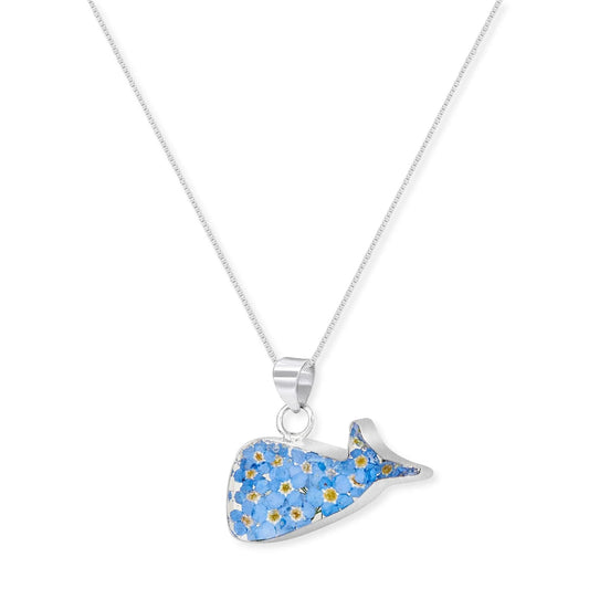 Whale necklace by  Shrieking Violet® Sterling silver pendant with real forget-me-nots. Ideal gift for diver or whale lover. - ScentiMelti Home Fragrance, Beauty & Gifts UK