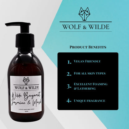 Wilde Bergamot, Jasmine & Musk Luxury 2 In 1 Liquid Soap - Hand & Body 250ML - ScentiMelti Home Fragrance, Beauty & Gifts UK