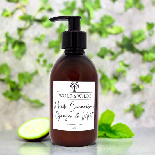 Wilde Cucumber, Ginger & Mint Luxury Body Lotion 250ML Wolf & Wilde ScentiMelti Wax Melts