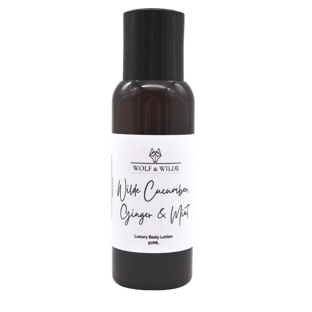 Wilde Cucumber, Ginger & Mint Travel Size Luxury Body Lotion 50ML Wolf & Wilde ScentiMelti Wax Melts