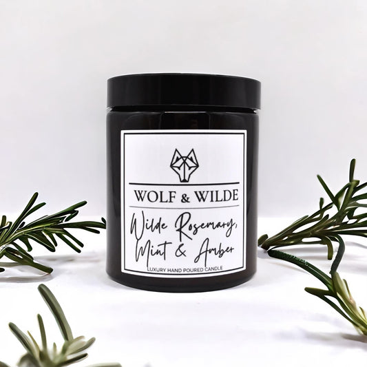 Wilde Rosemary, Mint & Amber Luxury Aromatherapy Scented Candle - ScentiMelti Home Fragrance, Beauty & Gifts UK