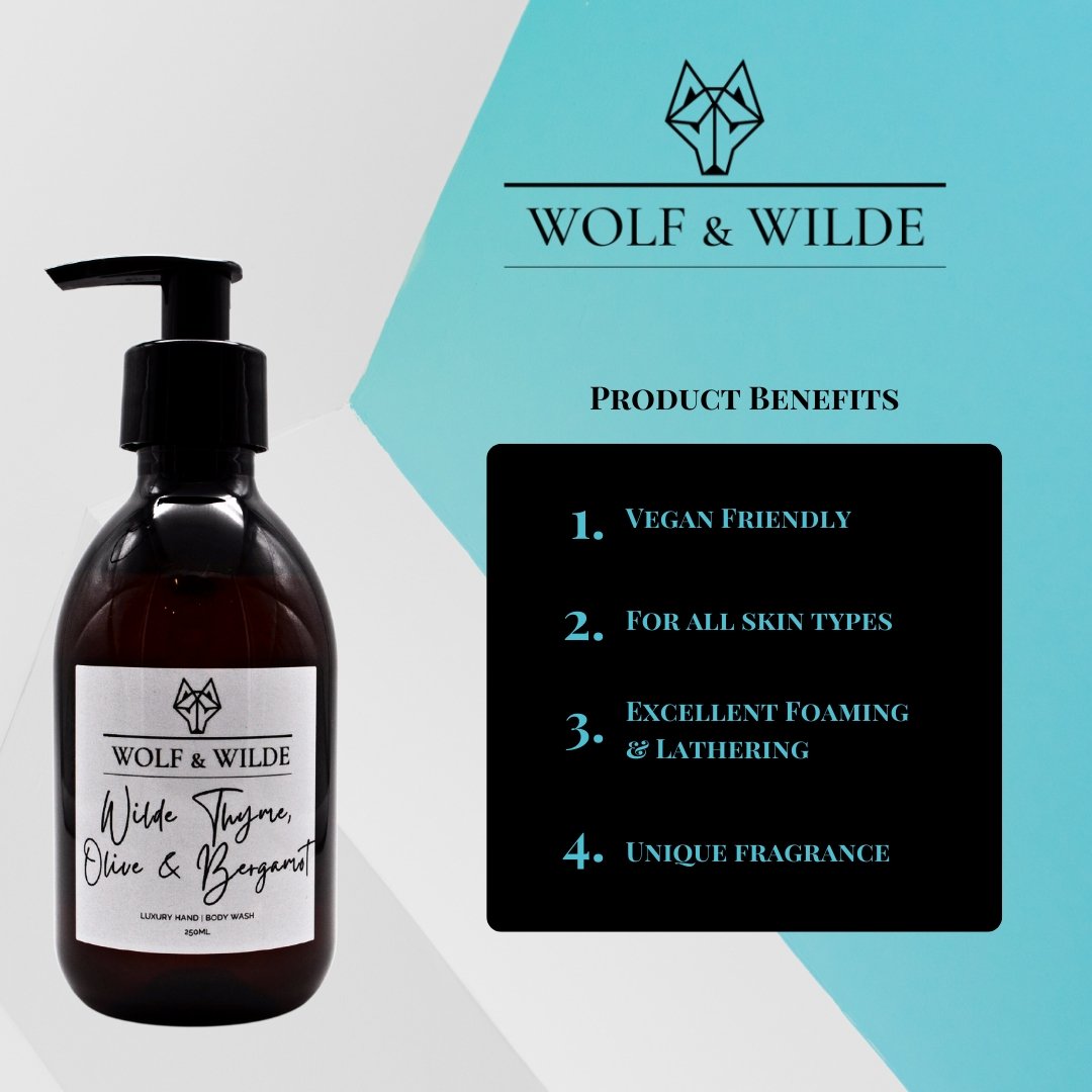 Wilde Thyme, Olive & Bergamot Luxury 2 In 1 Liquid Soap - Hand & Body 250ML - ScentiMelti Home Fragrance, Beauty & Gifts UK