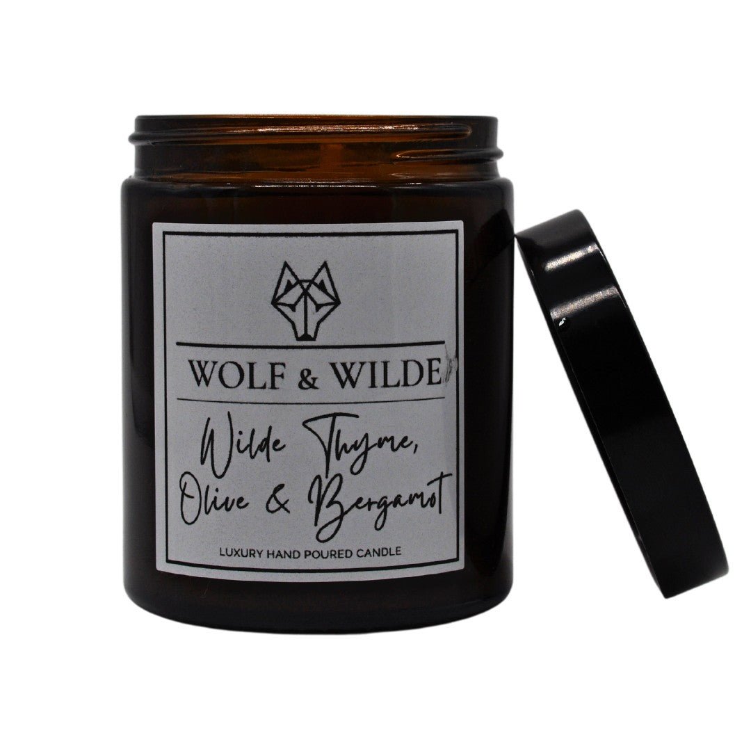 Wilde Thyme, Olive & Bergamot Luxury Handmade Scented Candle Wolf & Wilde ScentiMelti Wax Melts