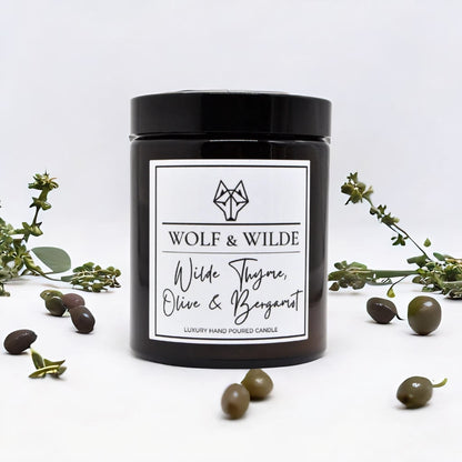 Wilde Thyme, Olive & Bergamot Luxury Handmade Scented Candle Wolf & Wilde ScentiMelti Wax Melts