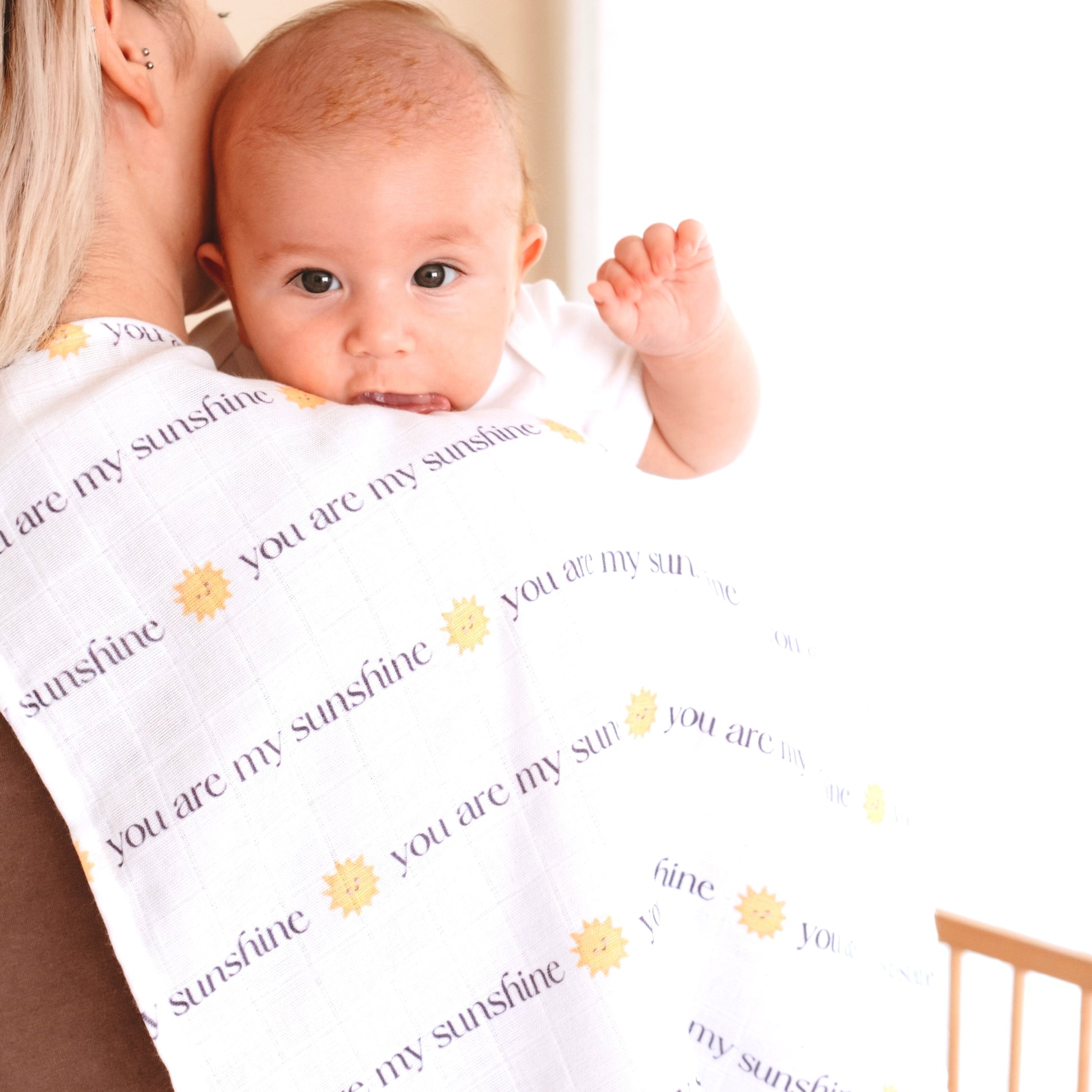 Muslin Swaddle Baby Blanket - You are my sunshine - ScentiMelti Home Fragrance, Beauty & Gifts UK