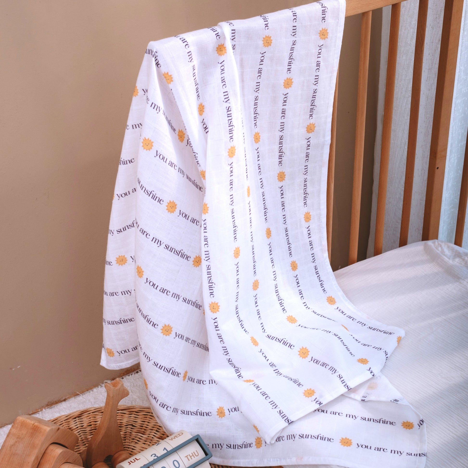 Muslin Swaddle Baby Blanket - You are my sunshine - ScentiMelti Home Fragrance, Beauty & Gifts UK