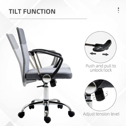 Office Chair gaming chair Linen Fabric Swivel Computer Desk Chair Home Study Adjustable Chair with Wheels, Grey - ScentiMelti Home Fragrance, Beauty & Gifts UK