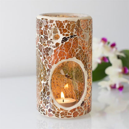 Pillar Brown Crackle Oil Burner - ScentiMelti  Pillar Brown Crackle Oil Burner