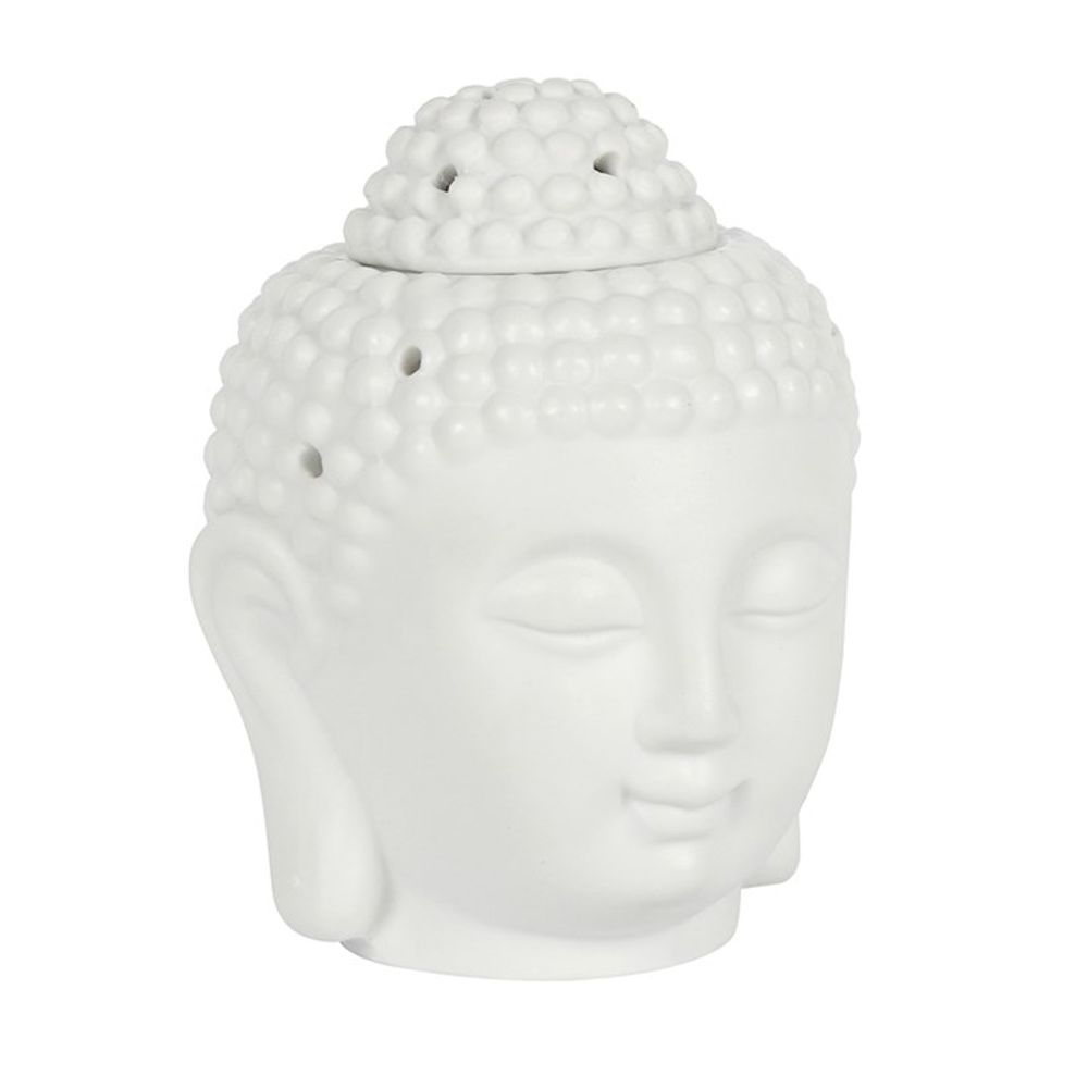 White Buddha Head Oil Burner - ScentiMelti  White Buddha Head Oil Burner