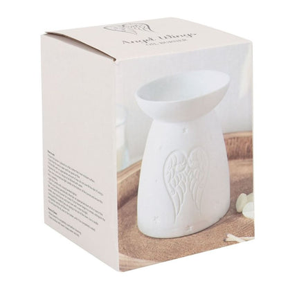 White Ceramic Angel Wings Oil Burner - ScentiMelti  White Ceramic Angel Wings Oil Burner