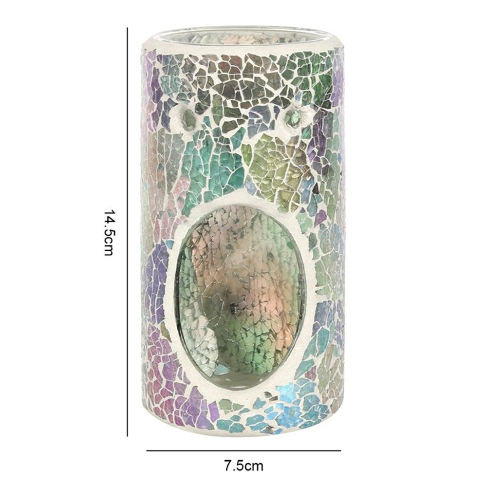 Pillar Light Blue Iridescent Crackle Oil Burner - ScentiMelti  Pillar Light Blue Iridescent Crackle Oil Burner