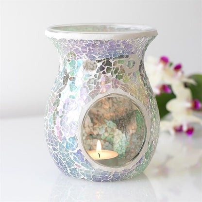 Large Light Blue Iridescent Crackle Oil Burner - ScentiMelti  Large Light Blue Iridescent Crackle Oil Burner