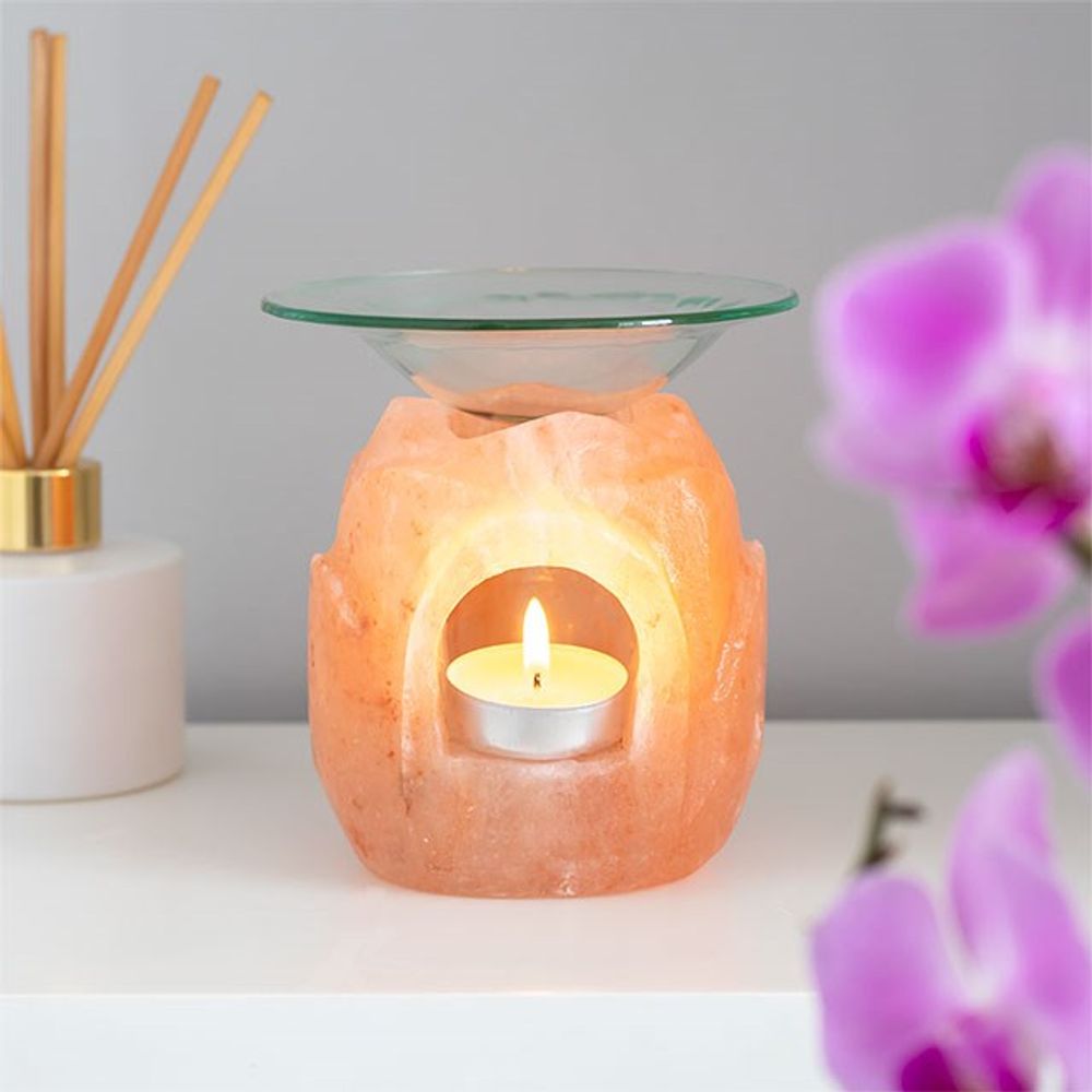 Lotus Flower Shaped Himalayan Salt Oil Burner - ScentiMelti  Lotus Flower Shaped Himalayan Salt Oil Burner