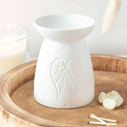 White Ceramic Angel Wings Oil Burner - ScentiMelti  White Ceramic Angel Wings Oil Burner